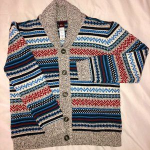 Boys Tea Cardigan with Fair Isle knitting